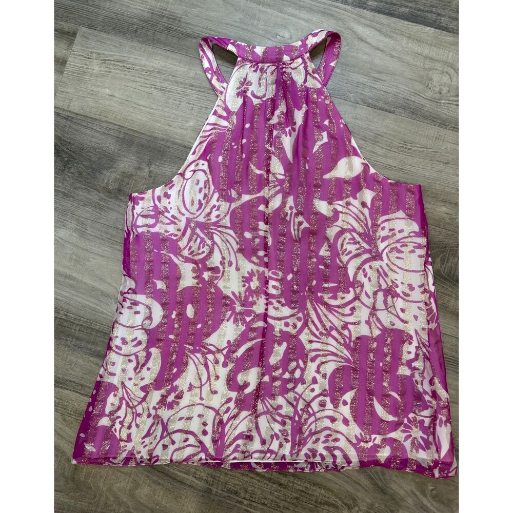 Lilly Pulitzer Rogan Halter Top in Va Voom Purple Wanderlust M - Picture 3 of 5